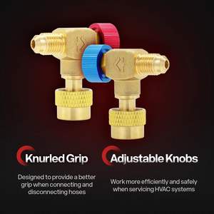 HVAC真鍮銅制御フローマニホールドミニスプリットR134a R22 R302手動AC制御バルブ冷媒充電バルブ - Product Image 3