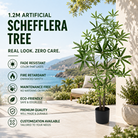 Arbre artificiel Schefflera hyper-réaliste en PE, 120 cm, ignifuge et résistant aux UV, pour Pâques et anniversaires, directement de l'usine, pour aménagement paysager domestique