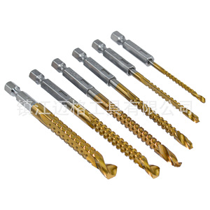 Hex Shank Woodworking <b>Drill</b> <b>Bit</b> Set 6Pc Hss Titanium Coated Spiral Groove For <b>Wood</b> Drilling - Product Image 4