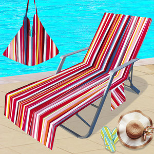 Couverture de serviette de chaise longue en microfibre imprimée en 3D pour <span class=keywords><strong>piscine</strong></span> et jardin <span class=keywords><strong>d</strong></span>'hôtel Couverture de chaise de plage rayée avec poches latérales Serviette de plage - Product Image 1