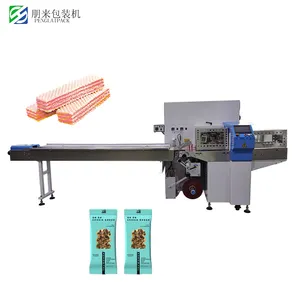 Automatic pillow flow packing candy lollipop protein energy bars chocolate bar packaging machine