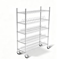 Chariot de stockage de bobines SMT ESD en fil chromé, chariot à étagères réglables en fil plat, étagère simple et double personnalisable