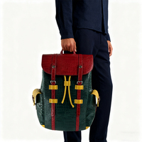 Écusson brodé personnalisé Sac à dos pour ordinateur portable à double épaule de grande capacité et à texture crocodile de haute qualité et étanche