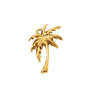 Pendentif en acier inoxydable plaqué or en forme de palmier, breloque sculptée en forme de cocotier pour la fabrication de bijoux DIY, accessoire sur le thème de la plage tropicale - Product Image 1