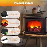 Lanternes décoratives pour cheminée, petite cheminée, lampe à effet de flamme LED, fonctionne sur piles, recharge USB, cheminée portable
