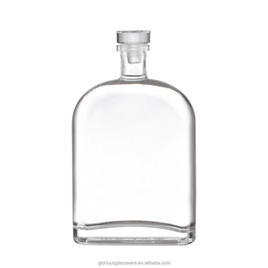 Bouteille à liqueur en cristal sans plomb haut de gamme, ovale plate avec bouchon en liège, pour spiritueux, whisky, vodka, tequila, brandy, <span class=keywords><strong>XO</strong></span> - Product Image 1