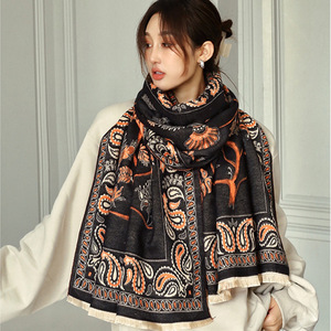 Designer Winter Super Warm Thick Scarf Cashmere Pashmina Women Double-Sided Scarf Cashmere <strong>Shawls</strong> - Product Image 6