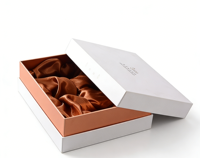 Boîte cadeau Ciel et Terre blanche et orange avec doublure en éponge, pelliculage mat, carton épais, écologique, haut de gamme