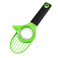 Outil de cuisine familial 3-en-1 en plastique pour fruits : Coupe-avocat, couteau, dénoyauteur et trancheur