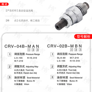 Válvula de Alivio de Cartucho CrV-02 V-2068, Válvula de Seguridad Hidráulica Roscada, Ajustable Manualmente - Product Image 2