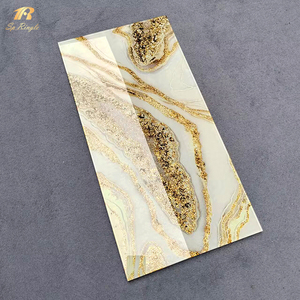 Springletile porcelaine onyx pierre pailletée <span class=keywords><strong>or</strong></span> carreaux de sol miroir mural <span class=keywords><strong>d</strong></span>écoratif brillant marbre carrelage de sol luxe pour intérieur - Product Image 3