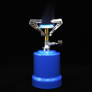 Portable Gas <b>Stove</b> 9.8x9.8x21.3cm Aluminum Alloy Outdoor Camping Cooker With Blue Flame For 1-2 Person Use - Product Image 3