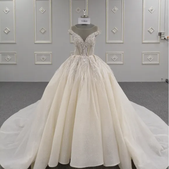 Diskon Besar Gaun Pernikahan Kristal Mewah Gaun Pernikahan Manik-manik