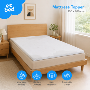 E Z Bed <b>Aloe</b> <b>Vera</b> 5cm Medium High Density Foam <b>Mattress</b> Topper adds lasting comfort and reliable support for better rest - Product Image 1
