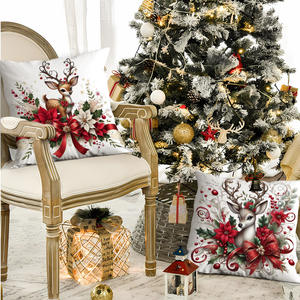 Housse de coussin de <span class=keywords><strong>voiture</strong></span> personnalisable en polyester à fermeture éclair, motif renne carré, thème Noël moderne, très esthétique et populaire - Product Image 4