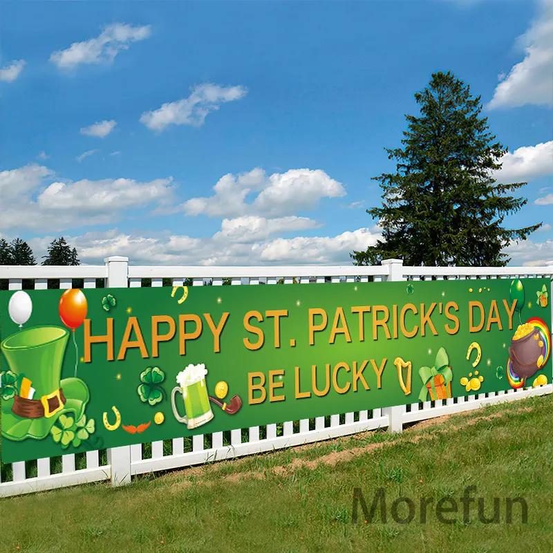 Grande felice san patrizio giorno Banner-long Mardi Gras irlandese arredamento esterno Banner trifoglio trifoglio birra sfondo verde Patrick