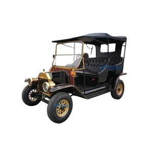 Voiture de golf électrique rétro noire, style classique vintage, deux rangées, pour 5 personnes, idéale pour le tourisme - Product Image 1