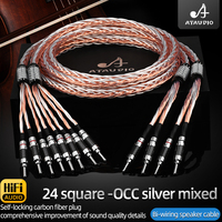 OCC kabel Speaker Hifi berlapis perak, kabel bi-wiring dengan Terminal pisang satu pasang untuk aplikasi mikrofon