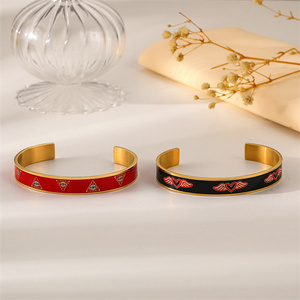 Commercio all'ingrosso Emaille Bijoux regolabile personalizzato colorato fascino polsino bracciali in acciaio inox smalto polsino braccialetto gioielli - Product Image 6