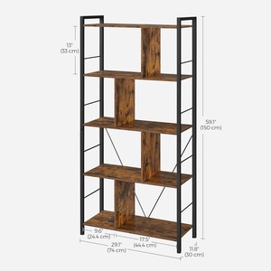 Estantería Yuka de 5 Niveles, 59.1 Pulgadas de Alto, Color Marrón, Estilo Industrial, Librería Vertical con Estantes Abiertos, Unidad de Almacenamiento Resistente - Product Image 1