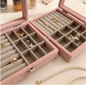 लक्जरी मखमली गहने ड्रॉअर बॉक्स क्राफ्ट | हस्तनिर्मित सजावटी आयोजक सुरुचिपूर्ण महिला उपहार मामला - Product Image 6