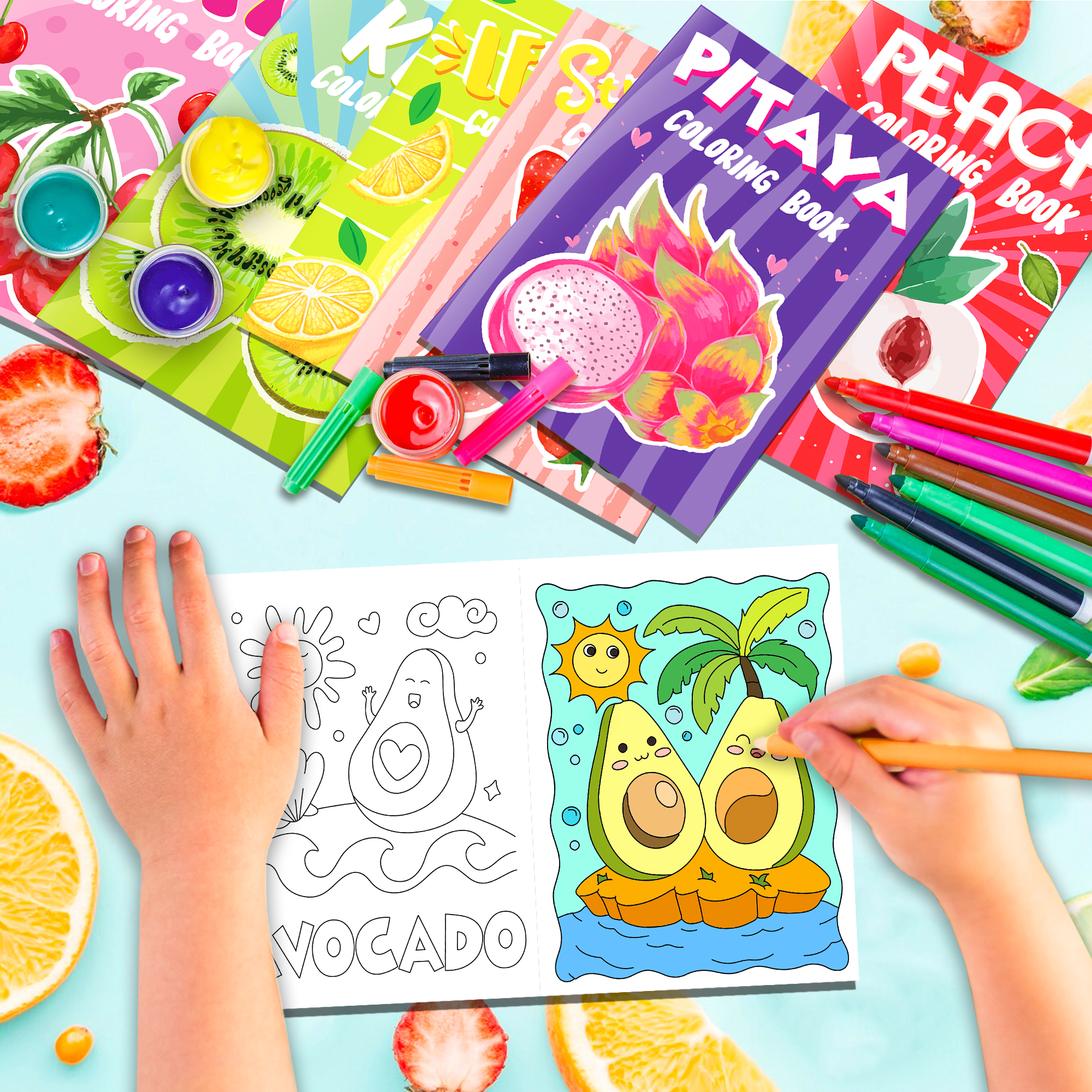 Fruit Lemon Strawberry Coloring Books School Activity Fillers DIY Painting Drawing Book for Summer Party Kids Birthday Gift