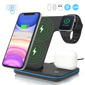 <span class=keywords><strong>Chargeur</strong></span> sans fil 3 en 1 - Station de charge rapide certifiée 15W, support de charge sans fil de bureau pour <span class=keywords><strong>iPhone</strong></span> - Product Image 4