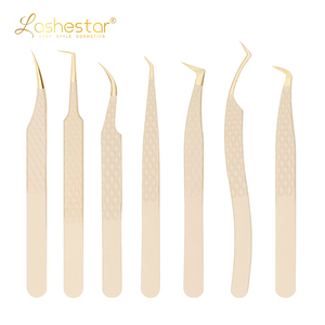 Lashestar Wholesale Lash <strong>Tweezers</strong> Fiber Tip Custom Logo 45 90 Degree Beige Color Stainless Steel Lash <strong>Tweezers</strong> Fiber Tip - Product Image 3