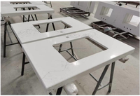 Finition brillante en marbre artificiel blanc préfabriqué Cararra pour îlot de cuisine, bar, salle à manger, chambre, jardin extérieur