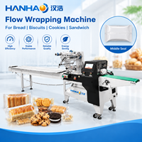 Machine d'emballage horizontale entièrement servo pour boulangerie, pain, biscuits, gâteaux, sandwichs et emballage coussin