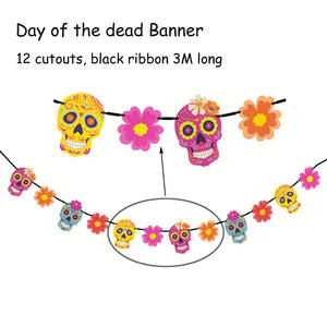 Kit de Decoración para Fiesta de Graduación con Temática del Día de Muertos, 12 Piezas, Guirnalda de Papel Reutilizable y Duradera, Pancarta con Diseño de Puntos - Product Image 3