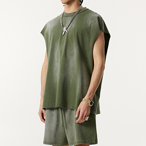 Camiseta Básica de Algodón 100% para Hombre con Logotipo Personalizado, Cuello Redondo, Sin Mangas, Casual, Suave, Transpirable, Corte Regular, Estilo Hip Hop para Uso Diario - Product Image 2