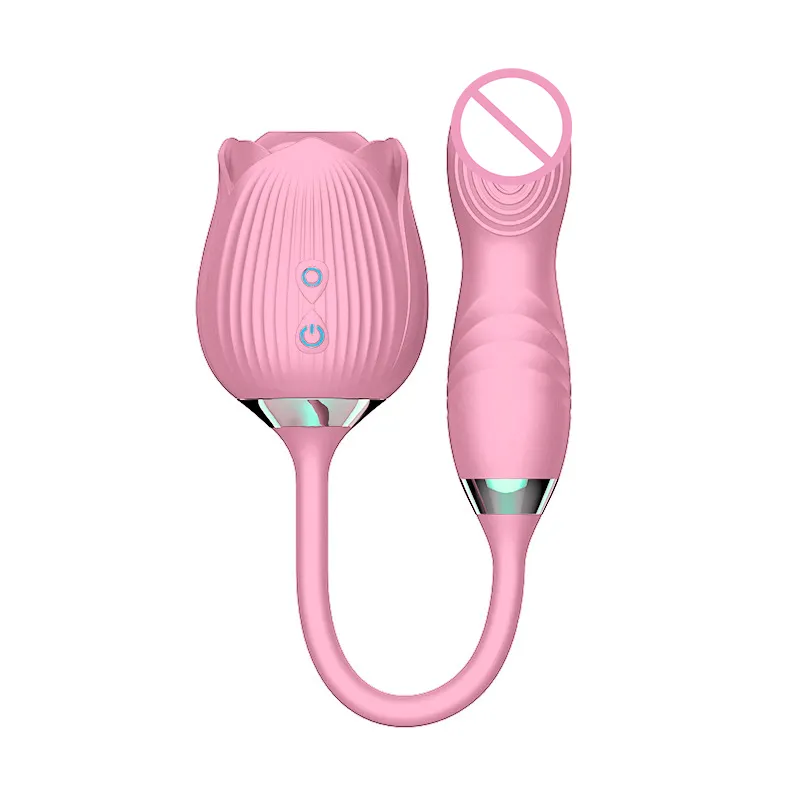 Modalità di vibrazione del prodotto del sesso leccare la lingua stimolatore del clitoride del fiore di rosa Sucker succhiare il vibratore del clitoride per la femmina