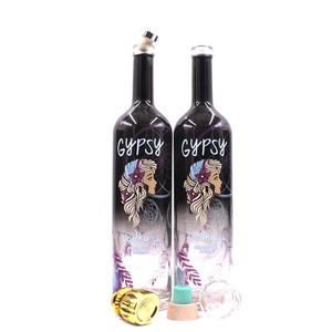 Ron de impresión transparente de fondo grueso pesado, tapa de corcho extra de pedernal, tequila personalizado, botella de licor vacía de 1 litro, 750ml - Product Image 6