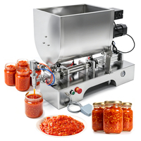 Machine de remplissage pneumatique horizontale pour pâte de piment avec trémie agitateur de 50 L pour l'emballage en bocaux et bouteilles en verre