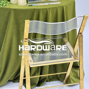 Wholesale <strong>Cheap</strong> Price Modern Outdoor Hotel Hall Wedding Banquet Acrylic Back Stainless Steel Frame Fancy <strong>Folding</strong> <strong>Chair</strong> - Product Image 2