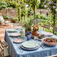 Ensemble de vaisselle en céramique ronde élégante de style baroque bleu floral, 12'', 10,5'', 8'', 6,5'', pour mariage, banquet, fête, vente en gros