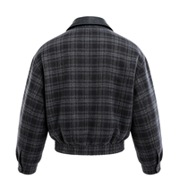 Blouson Bomber Homme Personnalisé Style Old Money en Laine/Polyester à Carreaux avec Détails en Cuir, Col Montant et Ourlet Côtelé – Vêtement d'Hiver
