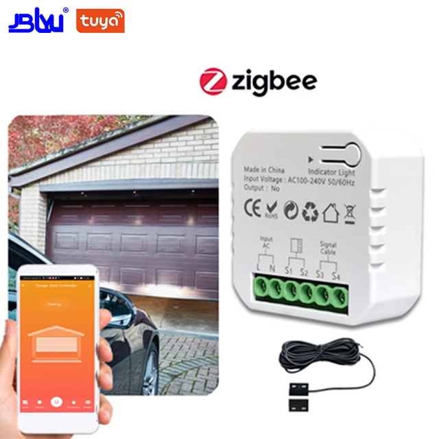 JBLYU Smart Life App Wireless Zigbee Garage Door Opener Sliding Gate Controller Alexa Echo Google Home Voice Control No Need Hub