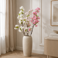 Branche de cerisier artificielle en soie faite à la main, arrangement floral moderne floqué, rose et blanc, décoration de mariage et de maison