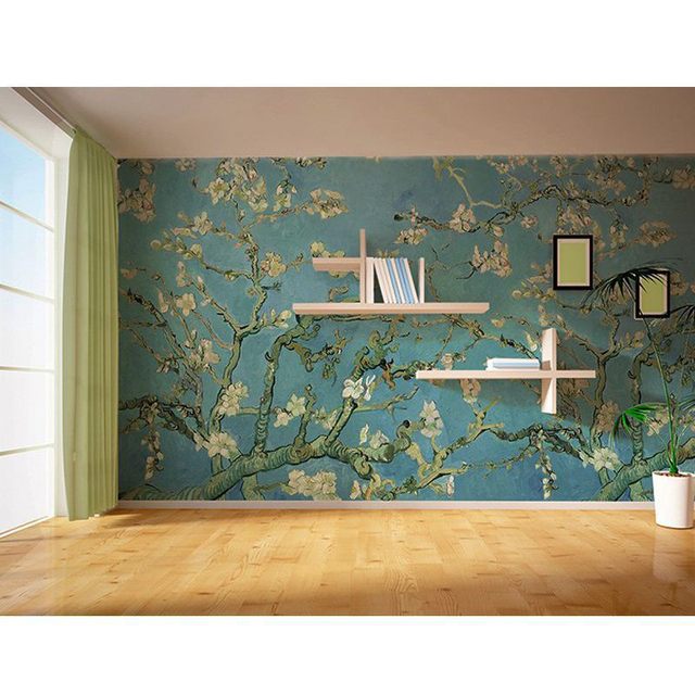 Custom Waterproof Wall Decor Silk Hand Painted 3D Bird and Flower Gold Floral Mural Chinoiseris Wallpaper