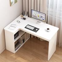 Bureau d'angle en L pour ordinateur avec étagère, table de maquillage et de travail tout-en-un pour chambre à coucher, bureau des filles