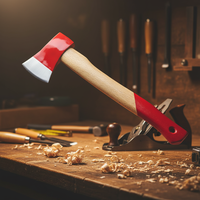 Hache de pompier DC A601 pour usage extérieur, durable, avec manche en bois de hêtre, lame en acier au carbone traité thermiquement, robuste, garantie 1 an