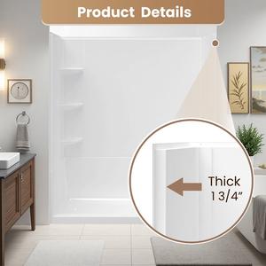 壁パネル,壁装飾シャワーサラウンド<span class=keywords><strong>3</strong></span>層収納ラック白アクリル浴室壁パネル - Product Image 5