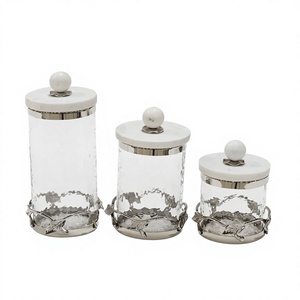 Pot à biscuits en verre avec couvercle à clapet métallique, hermétique, écologique, conçu pour la congélation, récipient de stockage alimentaire de luxe pour la cuisine, design artisanal - Product Image 1