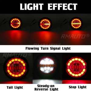 ไฟท้าย LED ทรงกลม 1/2/4 ดวง สำหรับรถพ่วง 12V 24V ไฟท้ายรถบรรทุก ไฟเลี้ยวแบบไดนามิก ไฟเบรก - Product Image 3