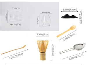 Ensembles de Matcha en Verre Martelé Transparent, Chawan Rond, Support pour Chasen, Fouet à Thé en Bambou, Cadeau pour les Amateurs de <span class=keywords><strong>Culture</strong></span> <span class=keywords><strong>du</strong></span> Thé Traditionnel - Product Image 6