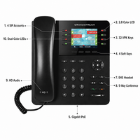 Téléphone IP d'entreprise Grandstream GXP2135 8 lignes, écran couleur LCD 2,8 pouces, 32 touches programmables, conférence 4 voies, Gigabit PoE, EHS, VoIP, OS Linux
