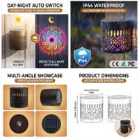 Luces Solares RGB Mandala para Cercas, Aplique de Pared Metálico que Cambia de Color, Decoración Impermeable para Jardín Exterior