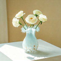 INS Französische Luxus-Glasvase mit Wellenrand für Wohnzimmer, Tischdekoration, Rosen-Blumenarrangement, Glas-Blumentopf